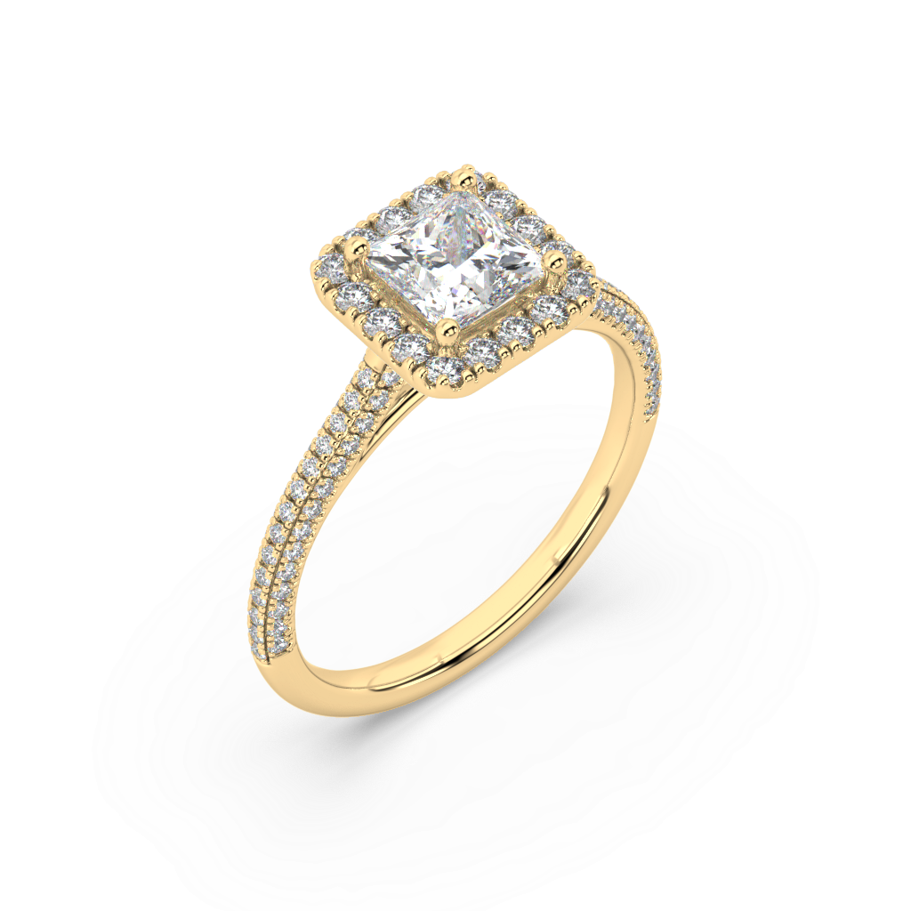 Carmen Halo Princess Cut Lab Grown Pave 18K Engagement Ring