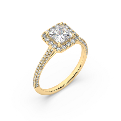 Carmen Halo Princess Cut Lab Grown Pave 18K Engagement Ring