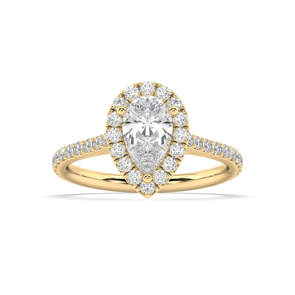 Carmen Halo Pear Cut Lab Grown Prong 18K Engagement Ring