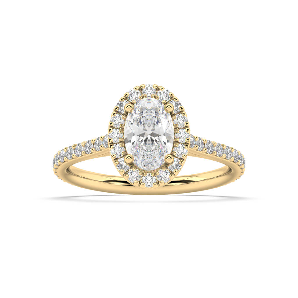 Carmen Halo Oval Cut Lab Grown Prong 18K Engagement Ring