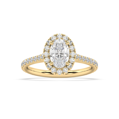 Carmen Halo Oval Cut Lab Grown Prong 18K Engagement Ring