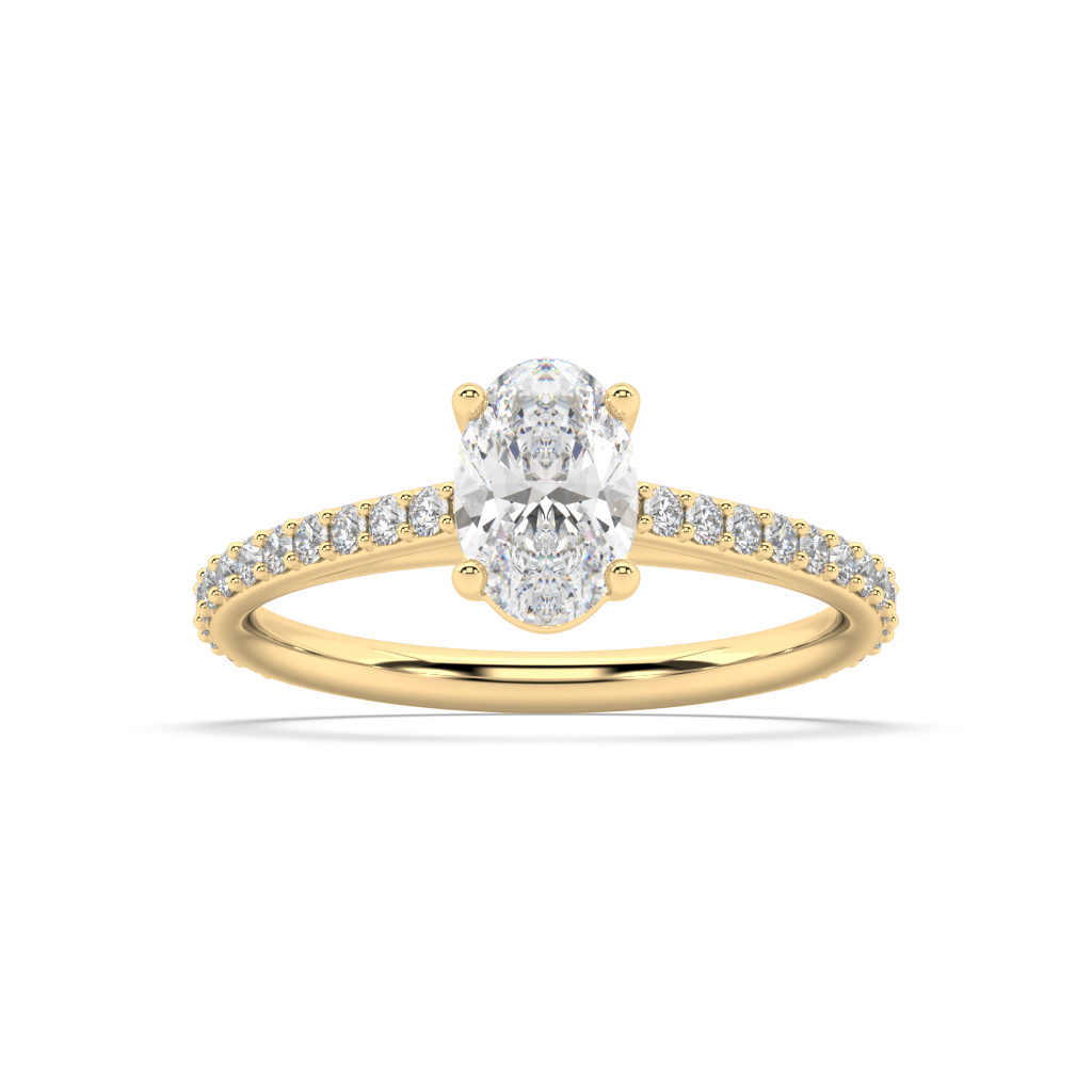 Carmen Classic Prong Oval Cut Lab Grown Prong 18K Engagement Ring