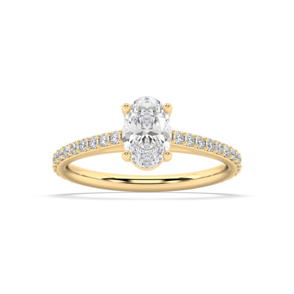 Carmen Classic Prong Oval Cut Lab Grown Prong 18K Engagement Ring