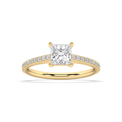 Carmen Classic Prong Princess Cut Lab Grown Prong 18K Engagement Ring