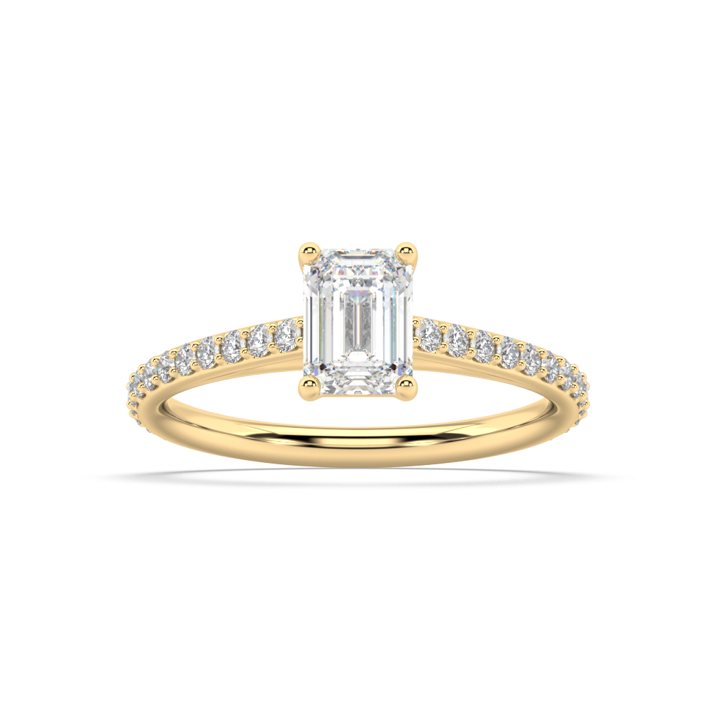 Carmen Classic Prong Emerald Cut Lab Grown Prong 18K Engagement Ring