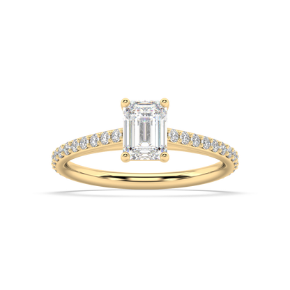 Carmen Classic Prong Emerald Cut Lab Grown Prong 18K Engagement Ring