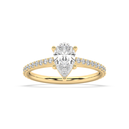 Carmen Classic Prong Pear Cut Lab Grown Prong 18K Engagement Ring