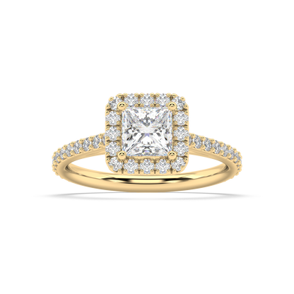 Carmen Halo Princess Cut Lab Grown Prong 18K Engagement Ring