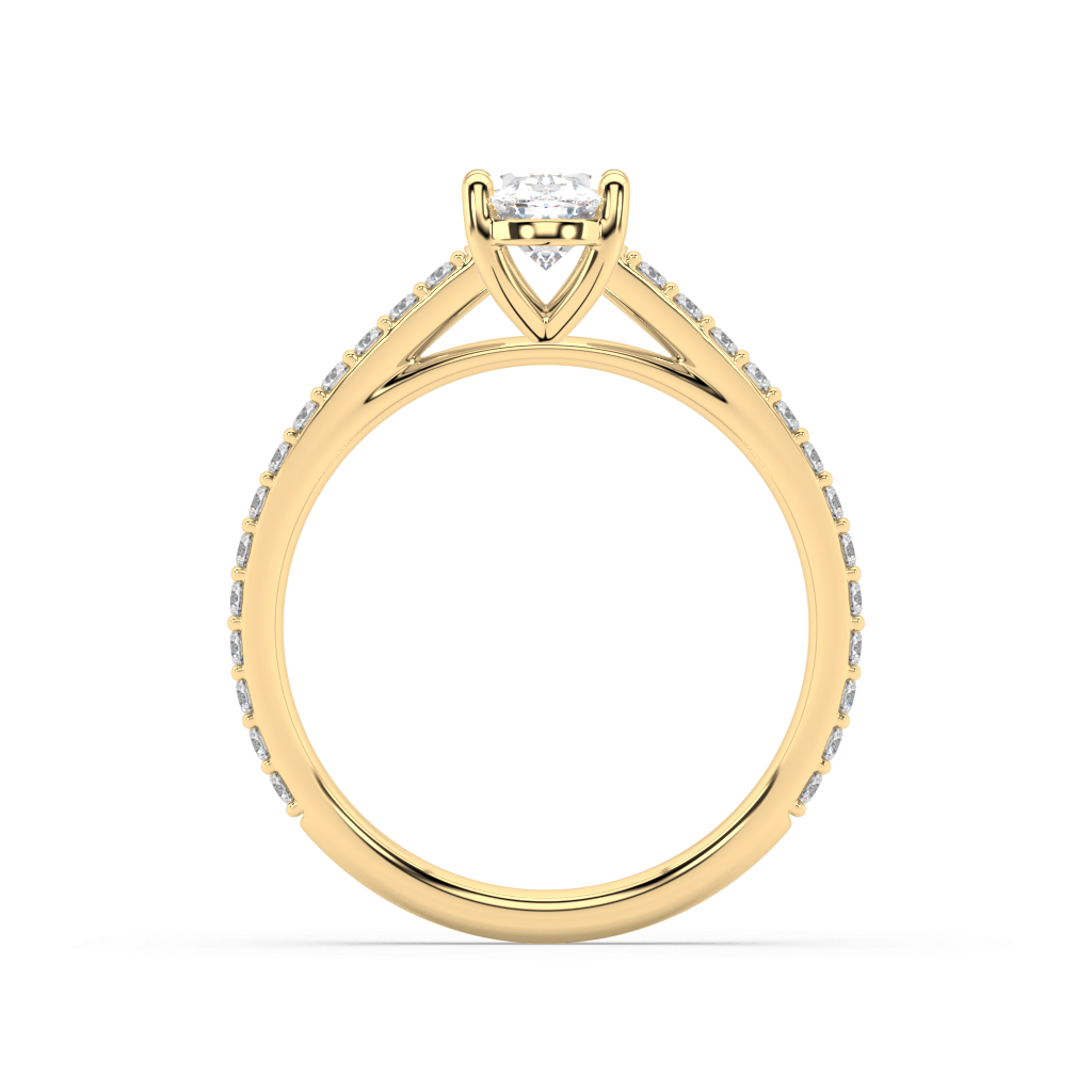 Carmen Classic Prong Oval Cut Lab Grown Prong 18K Engagement Ring