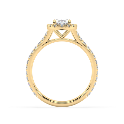 Carmen Halo Oval Cut Lab Grown Prong 18K Engagement Ring