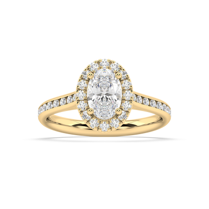 Carmen Halo Oval Cut Lab Grown Channel 18K Engagement Ring