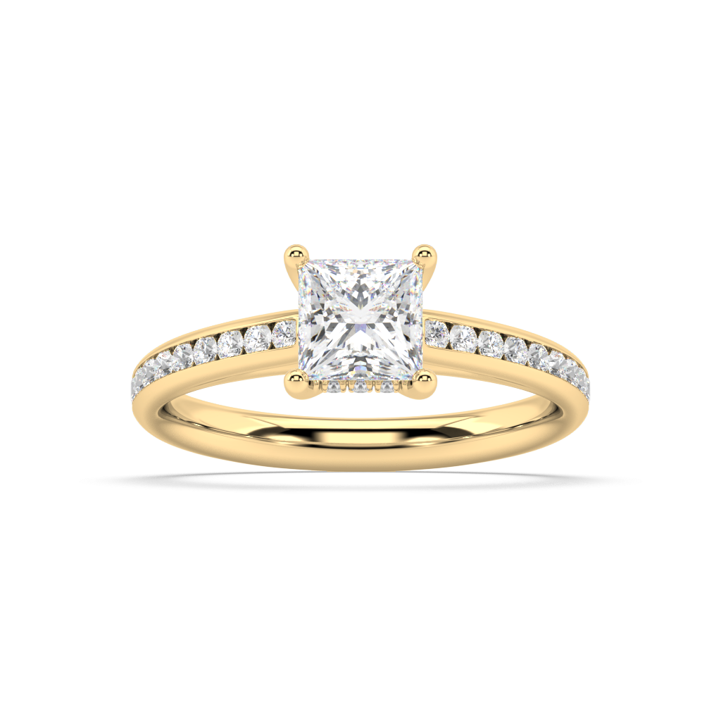 Carmen Hidden Halo Princess Cut Lab Grown Channel 18K Engagement Ring