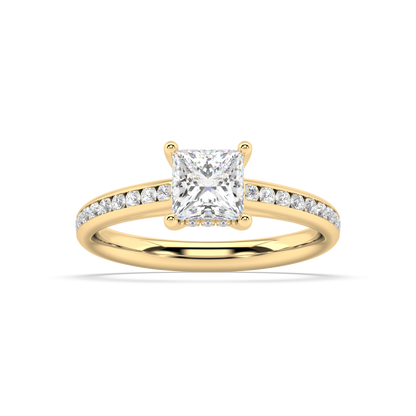 Carmen Hidden Halo Princess Cut Lab Grown Channel 18K Engagement Ring