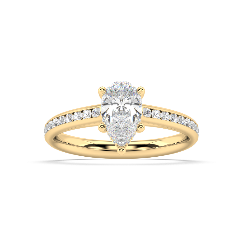 Carmen Hidden Halo Pear Cut Lab Grown Channel 18K Engagement Ring