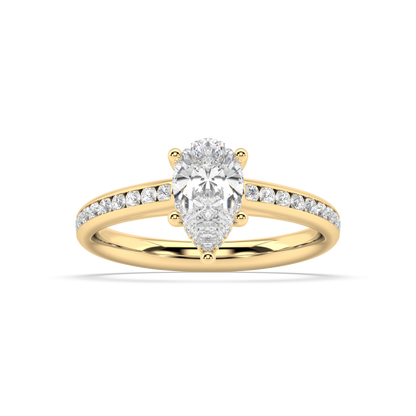 Carmen Hidden Halo Pear Cut Lab Grown Channel 18K Engagement Ring