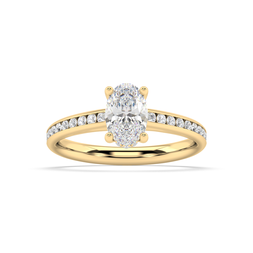 Carmen Hidden Halo Oval Cut Lab Grown Channel 18K Engagement Ring