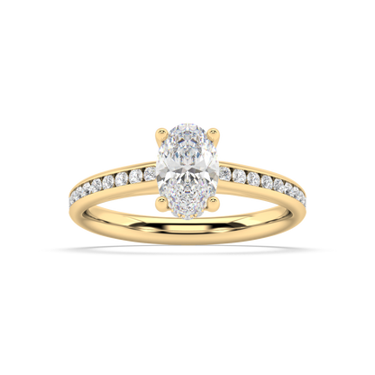 Carmen Hidden Halo Oval Cut Lab Grown Channel 18K Engagement Ring