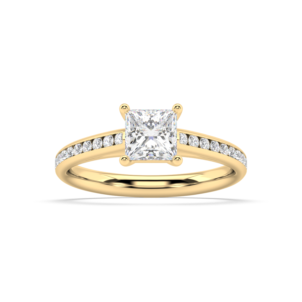 Carmen Classic Prong Princess Cut Lab Grown Channel 18K Engagement Ring