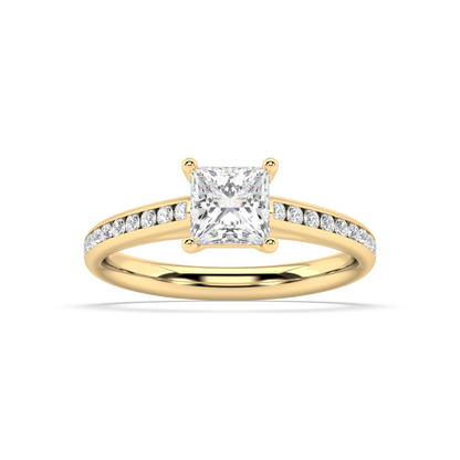 Carmen Classic Prong Princess Cut Lab Grown Channel 18K Engagement Ring