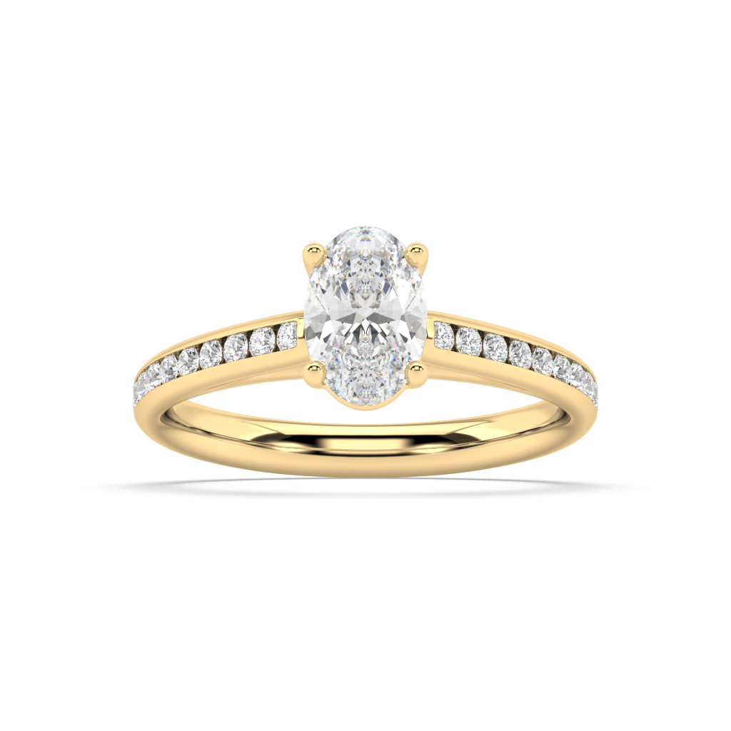 Carmen Classic Prong Oval Cut Lab Grown Channel 18K Engagement Ring