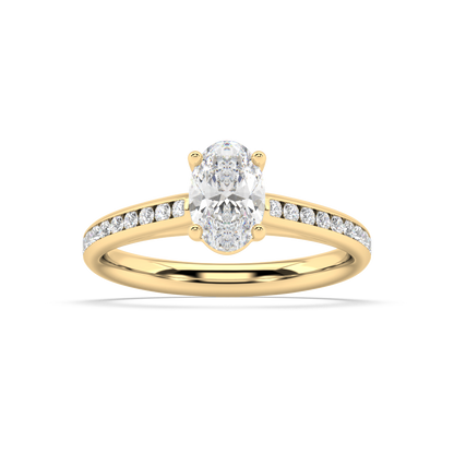 Carmen Classic Prong Oval Cut Lab Grown Channel 18K Engagement Ring