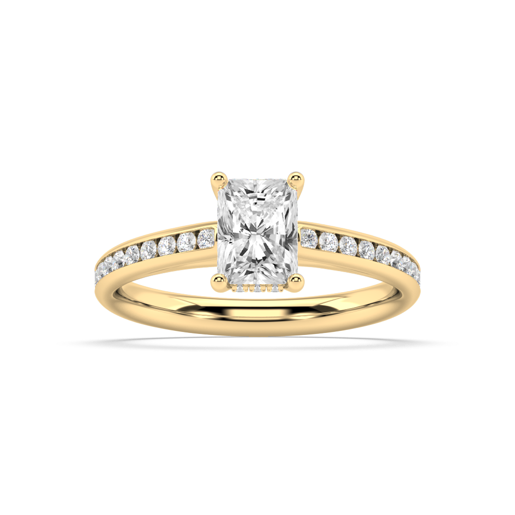 Carmen Hidden Halo Radiant Cut Lab Grown Channel 18K Engagement Ring