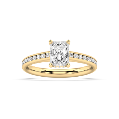 Carmen Hidden Halo Radiant Cut Lab Grown Channel 18K Engagement Ring