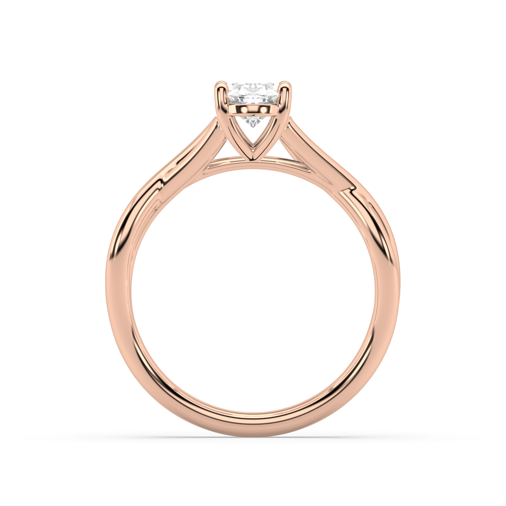 Classic Prong Oval Cut Lab Grown Plain 18K Engagement Ring