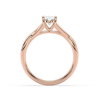 Classic Prong Oval Cut Lab Grown Plain 18K Engagement Ring