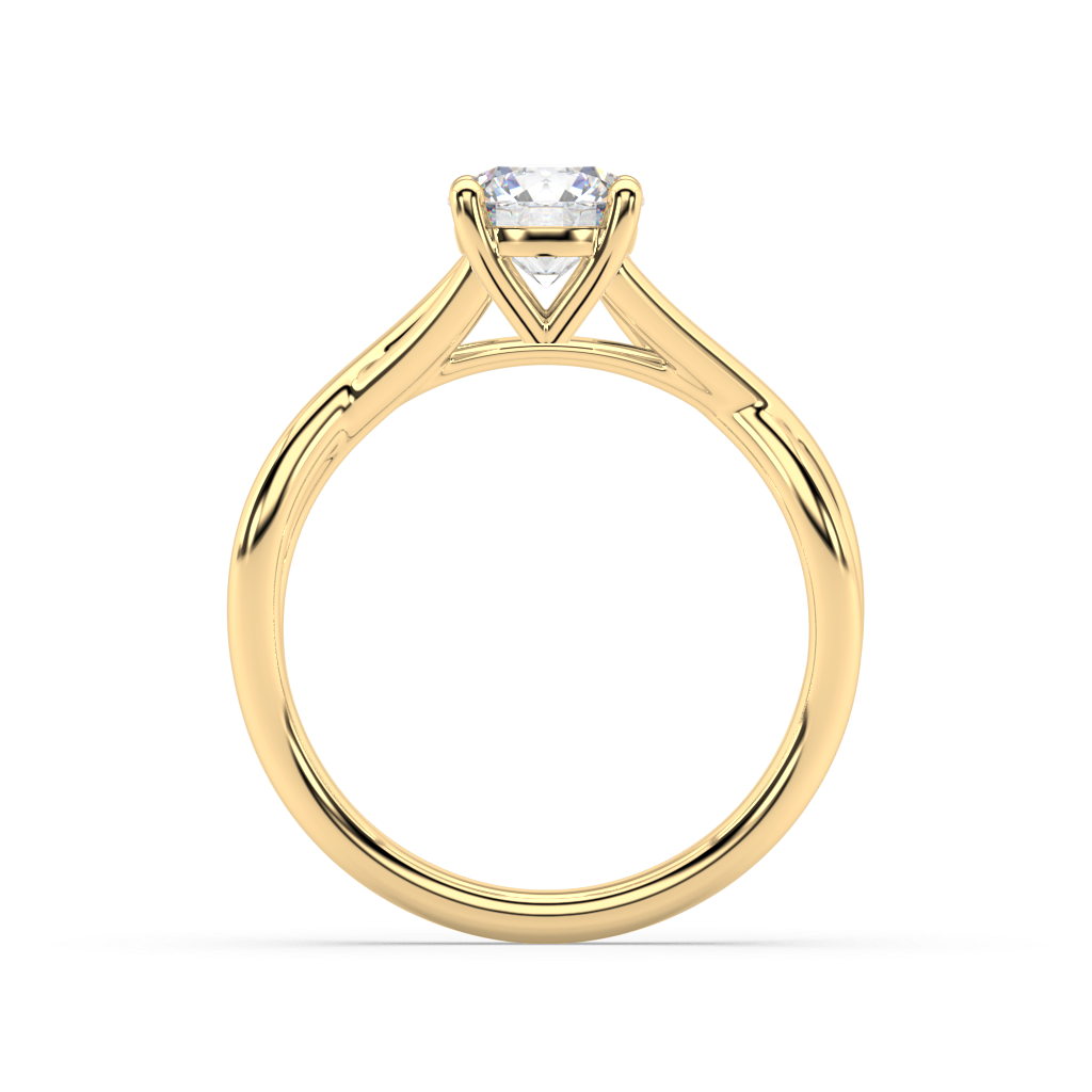 Classic Prong Round Lab Grown Plain 18K Engagement Ring