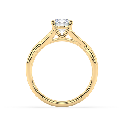 Classic Prong Round Lab Grown Plain 18K Engagement Ring