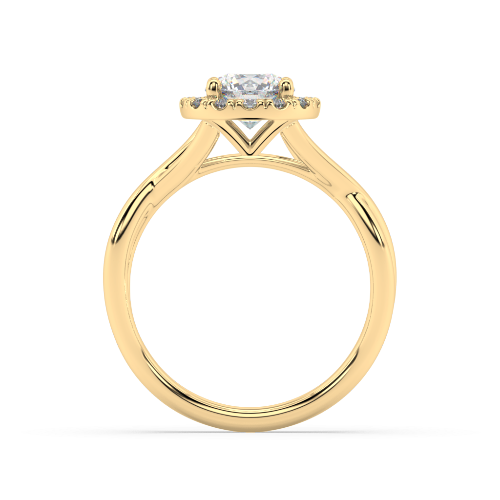 Halo Round Lab Grown Plain 18K Engagement Ring