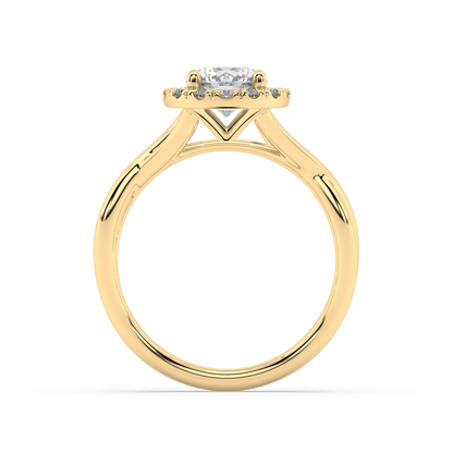 Halo Round Lab Grown Plain 18K Engagement Ring