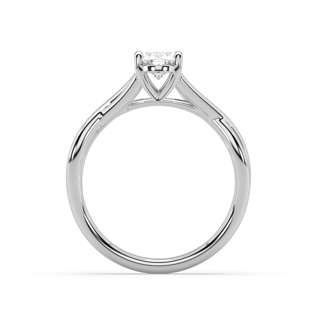 Classic Prong Oval Cut Lab Grown Plain 18K Engagement Ring