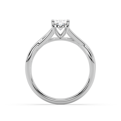 Classic Prong Oval Cut Lab Grown Plain 18K Engagement Ring