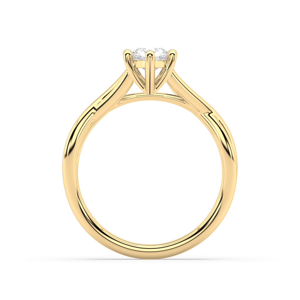 Classic Prong Pear Cut Lab Grown Plain 18K Engagement Ring