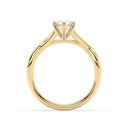 Classic Prong Pear Cut Lab Grown Plain 18K Engagement Ring