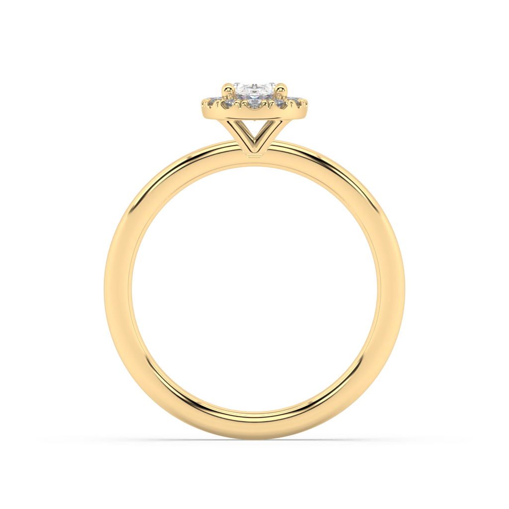 Halo Oval Cut Lab Grown Plain 18K Engagement Ring