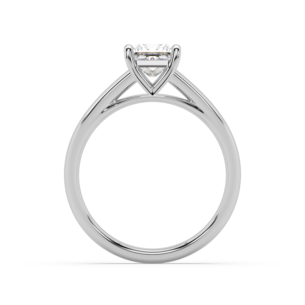 Carmen Classic Prong Princess Cut Lab Grown Plain 18K Engagement Ring