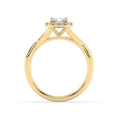 Halo Radiant Cut Lab Grown Plain 18K Engagement Ring