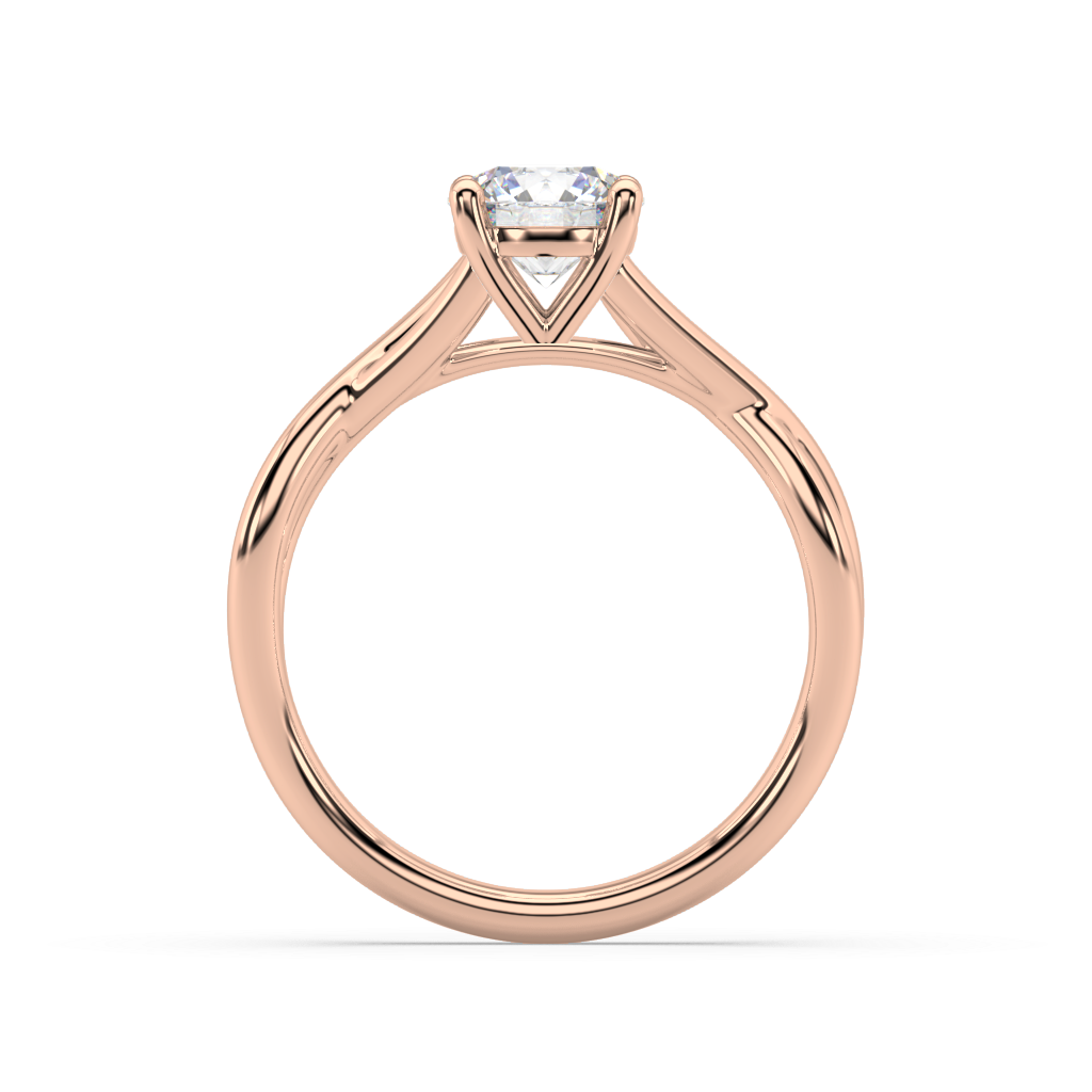 Classic Prong Round Lab Grown Plain 18K Engagement Ring