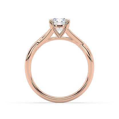 Classic Prong Round Lab Grown Plain 18K Engagement Ring