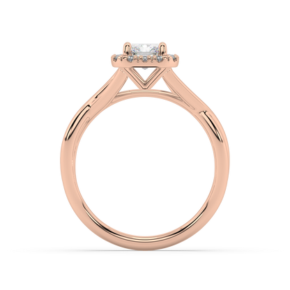 Halo Radiant Cut Lab Grown Plain 18K Engagement Ring