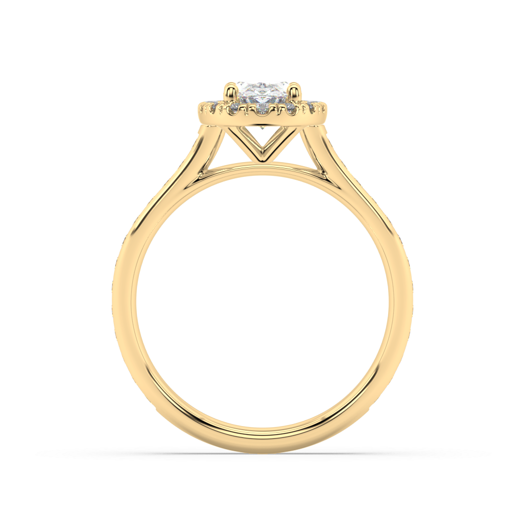 Carmen Halo Oval Cut Lab Grown Channel 18K Engagement Ring