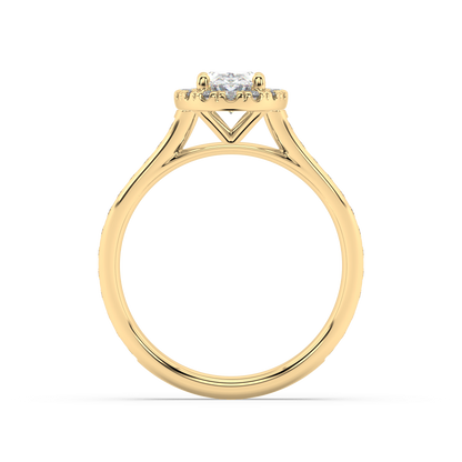 Carmen Halo Oval Cut Lab Grown Channel 18K Engagement Ring