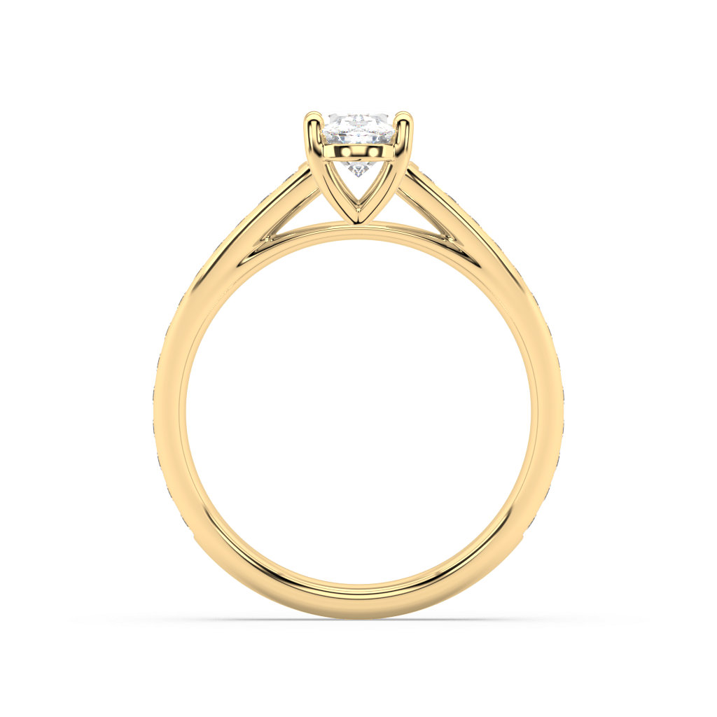 Carmen Classic Prong Oval Cut Lab Grown Channel 18K Engagement Ring