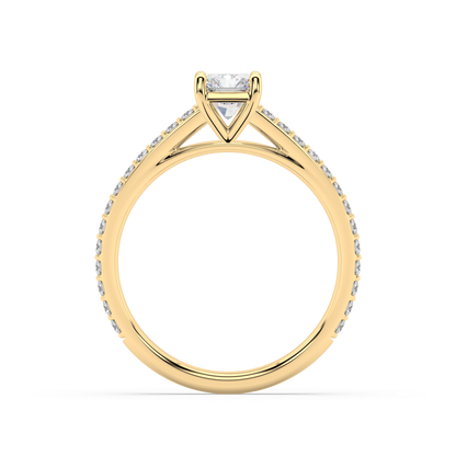 Carmen Classic Prong Radiant Cut Lab Grown Channel 18K Engagement Ring