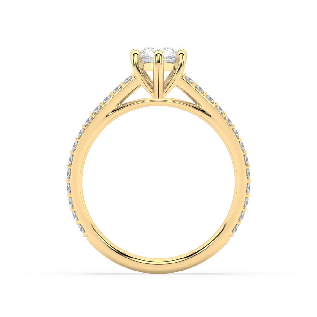 Carmen Classic Prong Pear Cut Lab Grown Channel 18K Engagement Ring