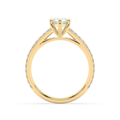 Carmen Classic Prong Pear Cut Lab Grown Channel 18K Engagement Ring