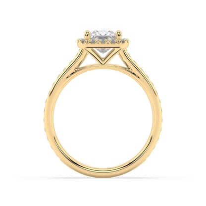 Carmen Halo Princess Cut Lab Grown Channel 18K Engagement Ring